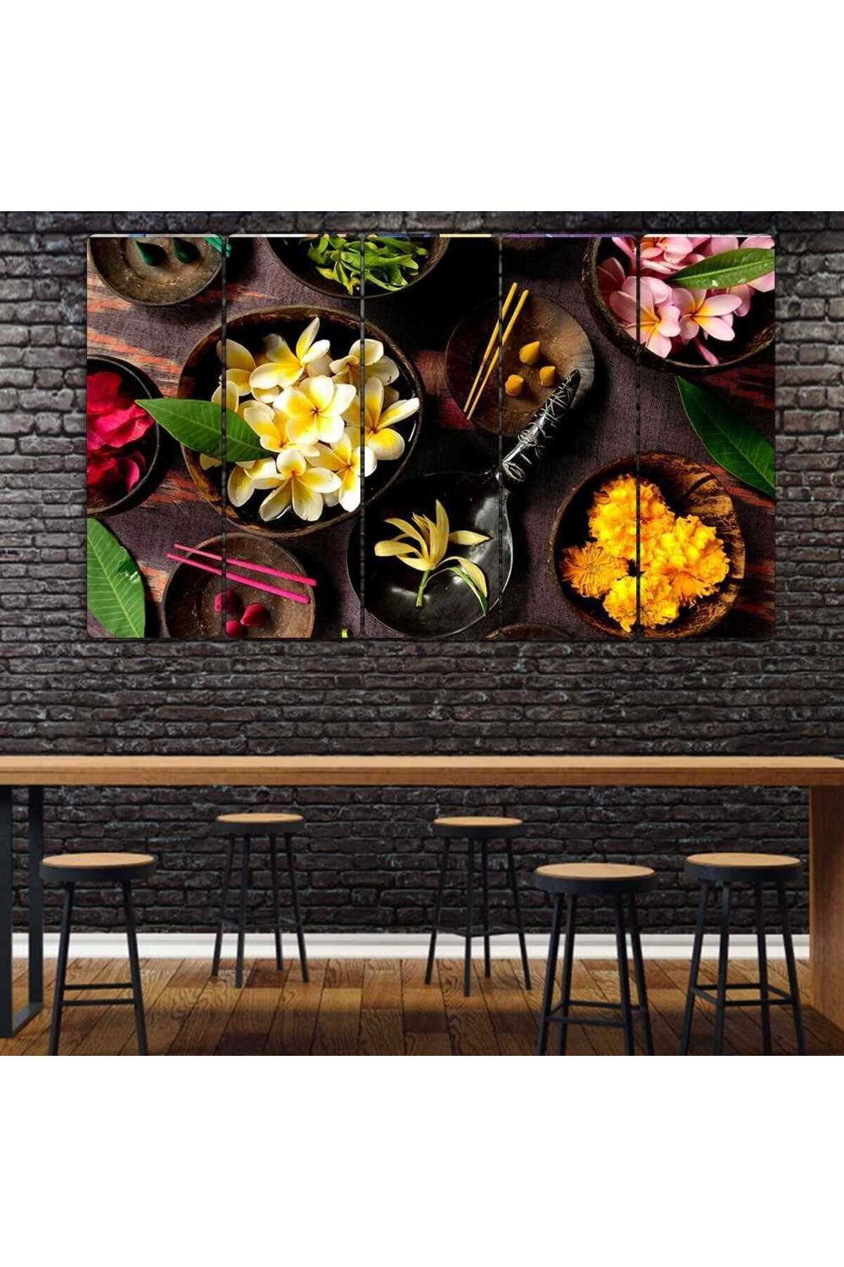 Çiçek Masası, Kase Çiçek - 5 Parçalı Tablo