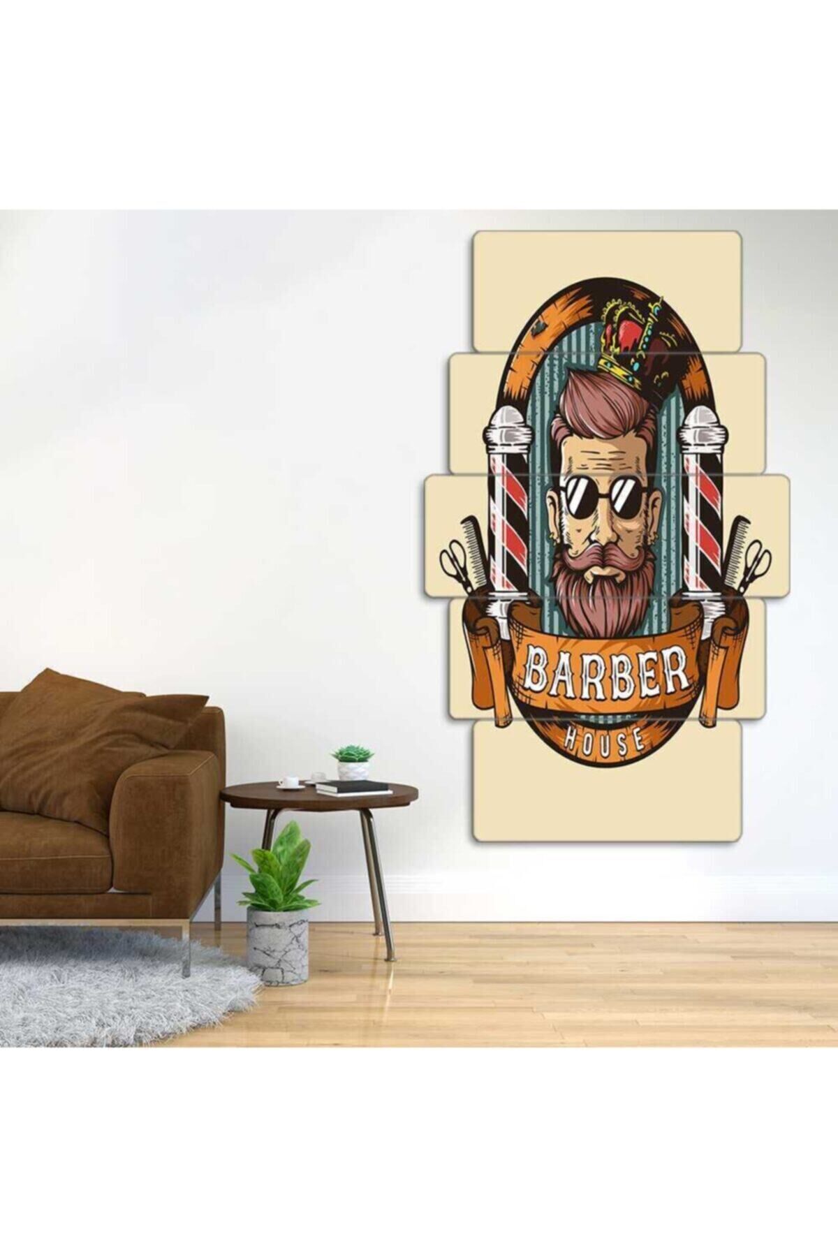 Berber Barber Shop - 5 Parçalı Tablo