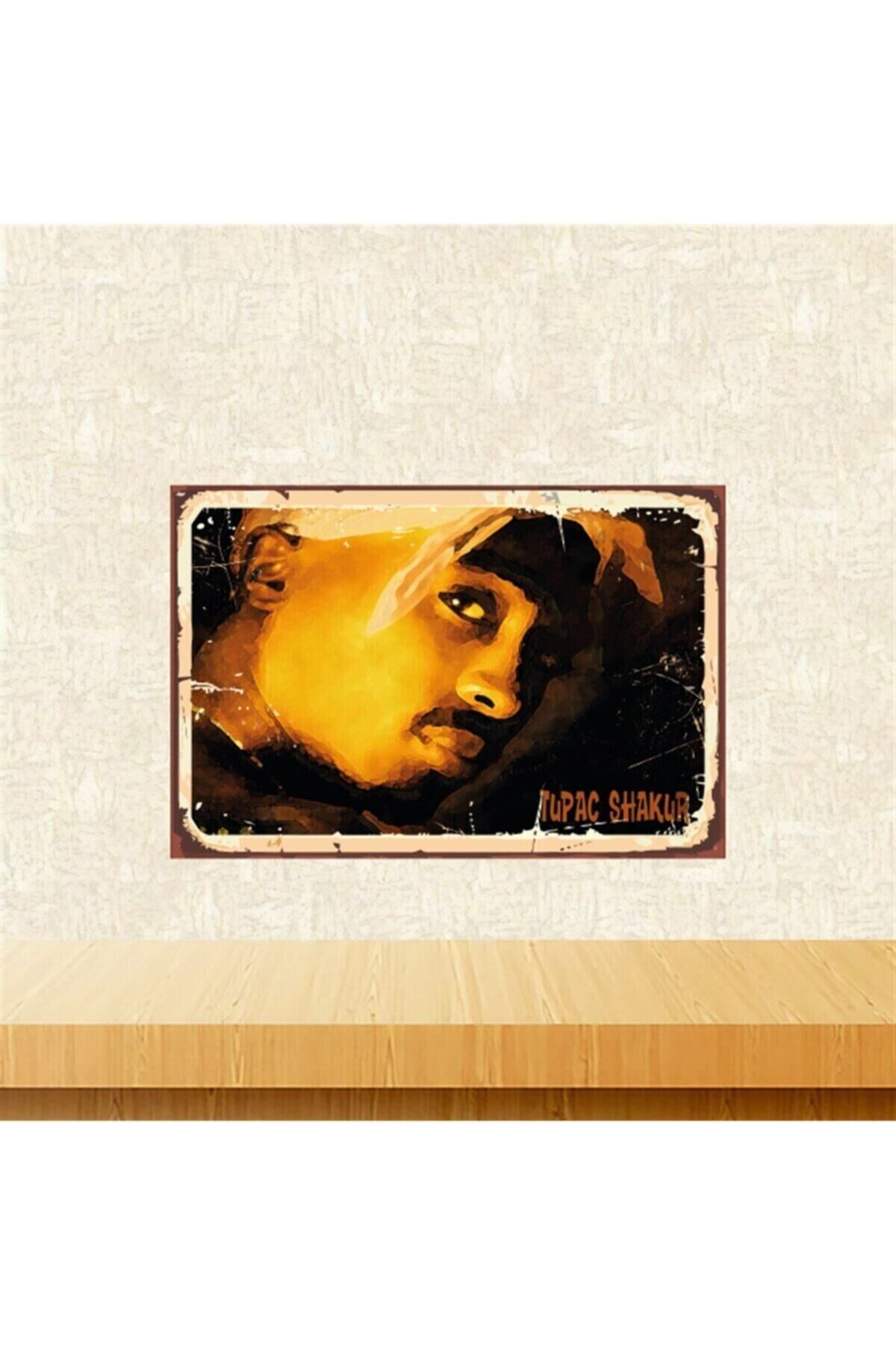 Tupac Shakur Tasarımlı 20-30 cm Retro Ahşap Tablo Tkfx5404