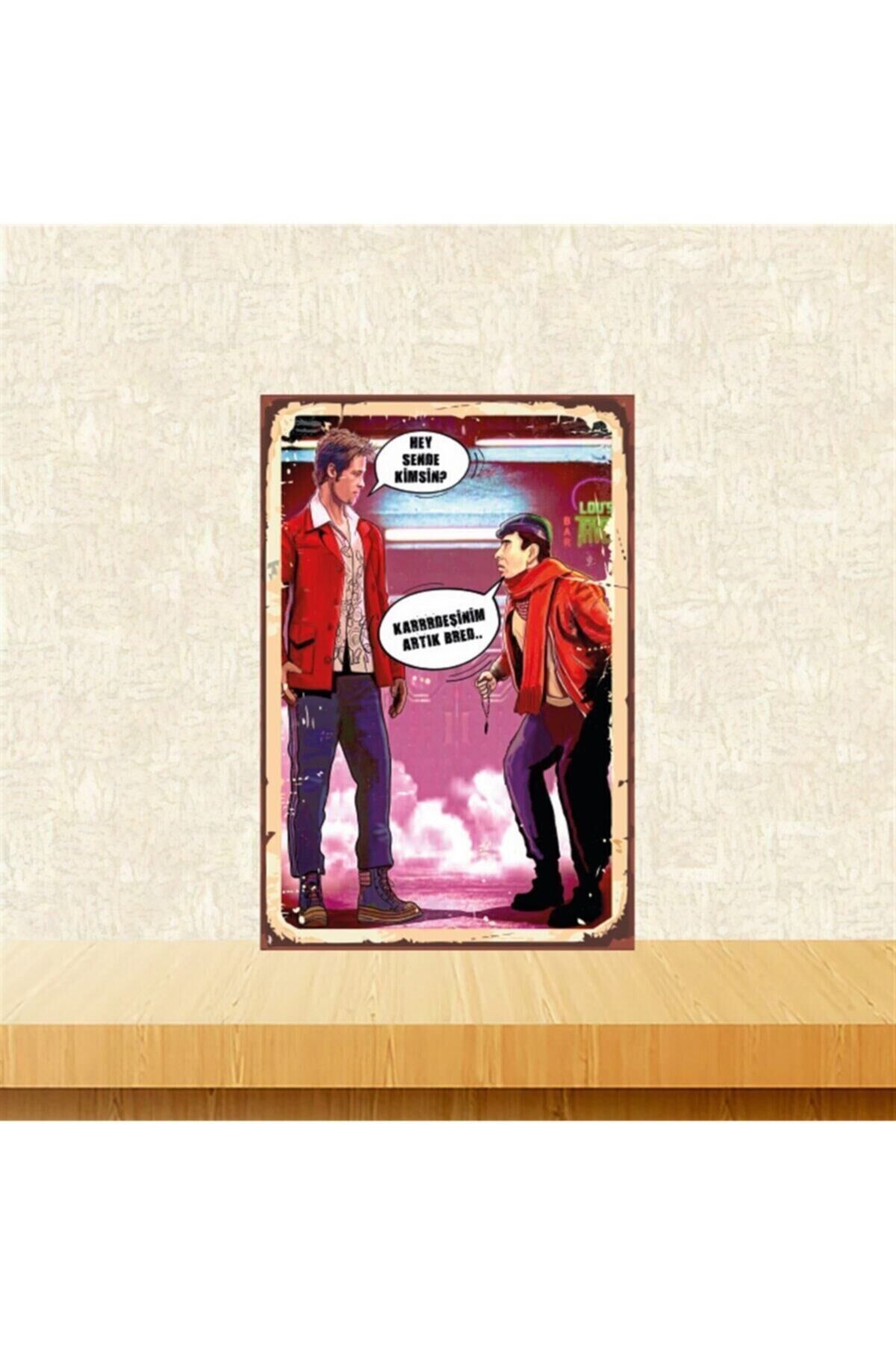 Brad Pitt Ilyas Salyan Replik 20-30 Cm Retro Ahşap Tablo Tkfx4948