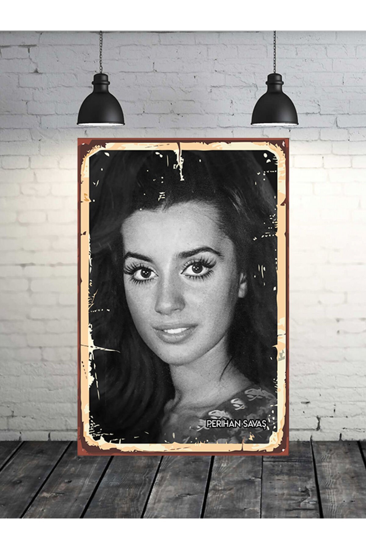 Perihan Savaş Siyah Beyaz Yeşilçam 20x30 Cm Retro Ahşap Tablo