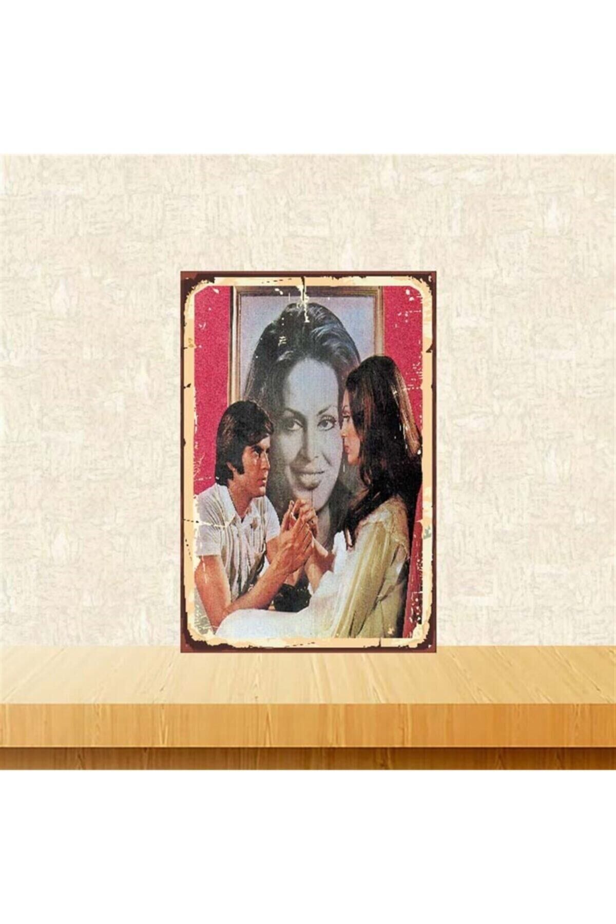 Tarık Akan Türkan Şoray 20-30 cm Retro Ahşap Poster Tkfx3697