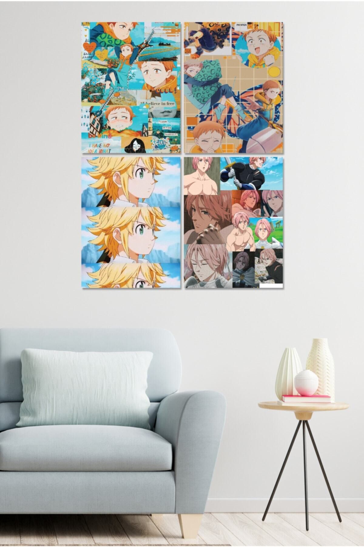 4 Parçalı Çerçeve Görünümlü Mdf Tablo Seti Dnu070