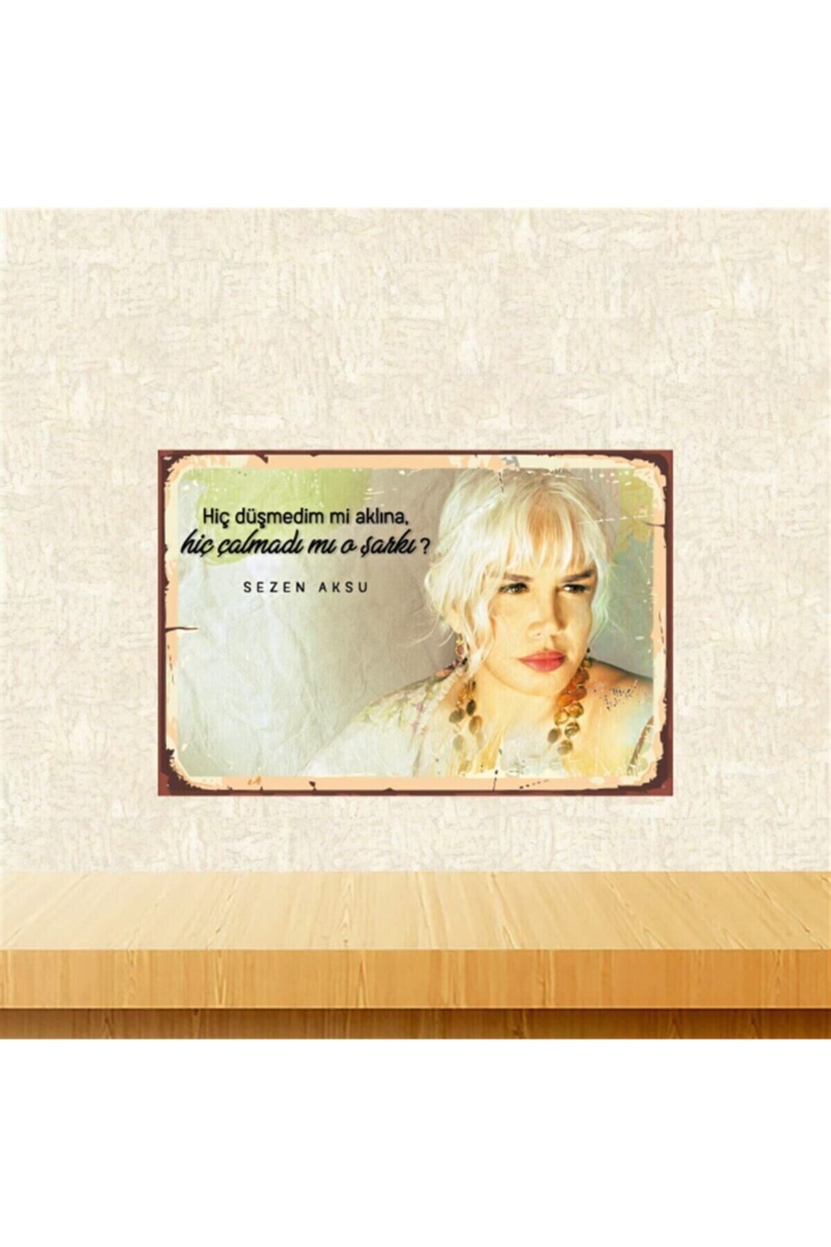 Sezen Aksu Düşmedim Mi Aklına 20-30 Cm Retro Ahşap Poster Tkfx4394