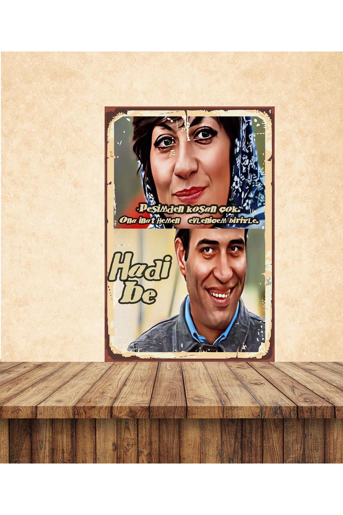 Kemal Sunal Ayşen Gruda Çöpçüler Kralı Replikleri Temalı 20 x 30 CM MDF Tablo