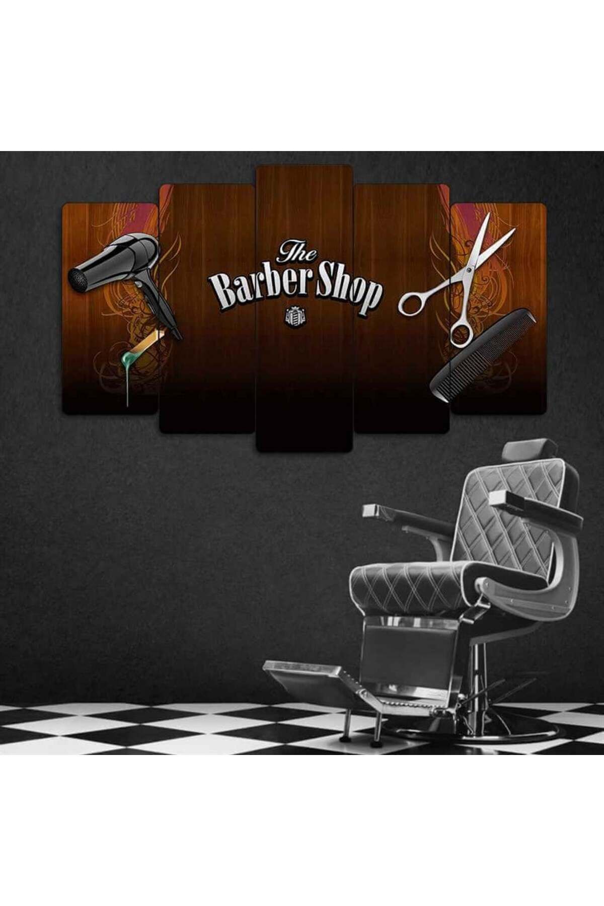 Tıraş Zamanı - 5 Parçalı Berber Tablo