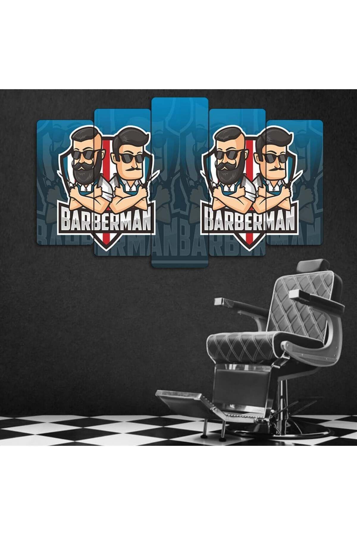 İkili Barberman - 5 Parçalı Berber Tablo