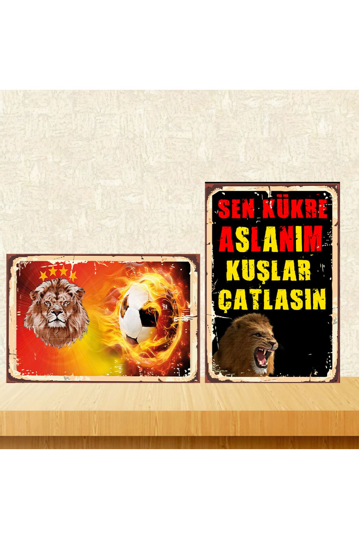 Taraftar Sözleri 2 Adet 20x30 CM MDF Ahşap Tablo Seti 02