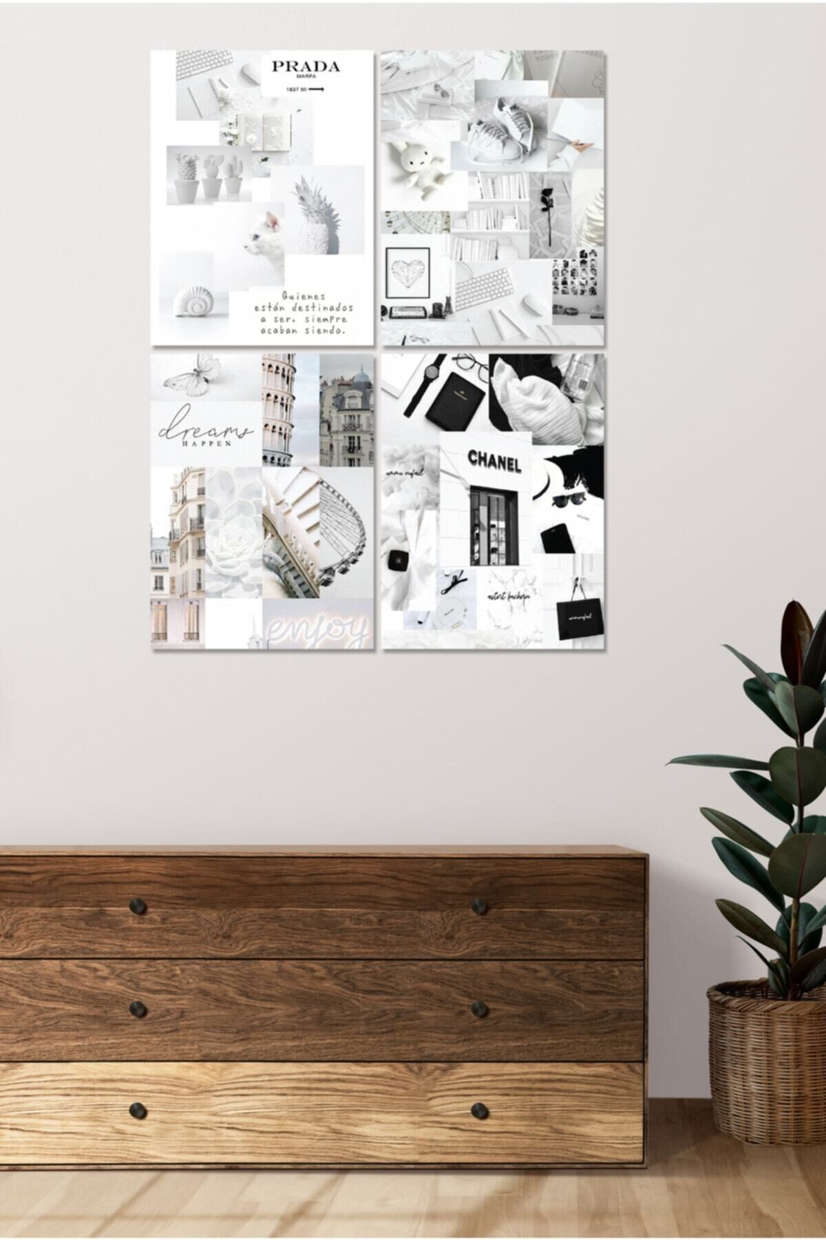 4 Parçalı Çerçeve Görünümlü Mdf Tablo Seti Dnu083