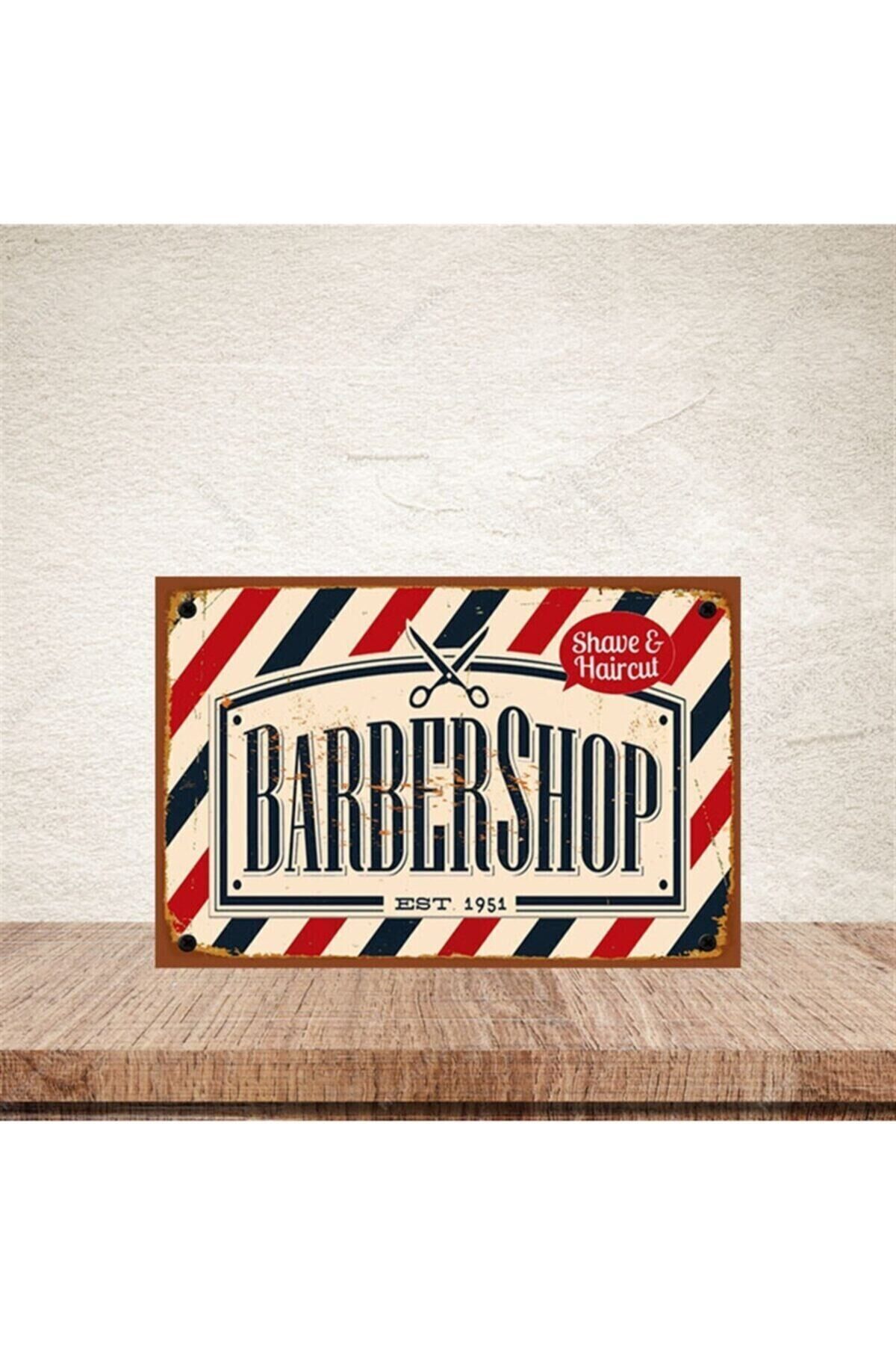 Barber Shop 20-30 cm Retro Ahşap Poster