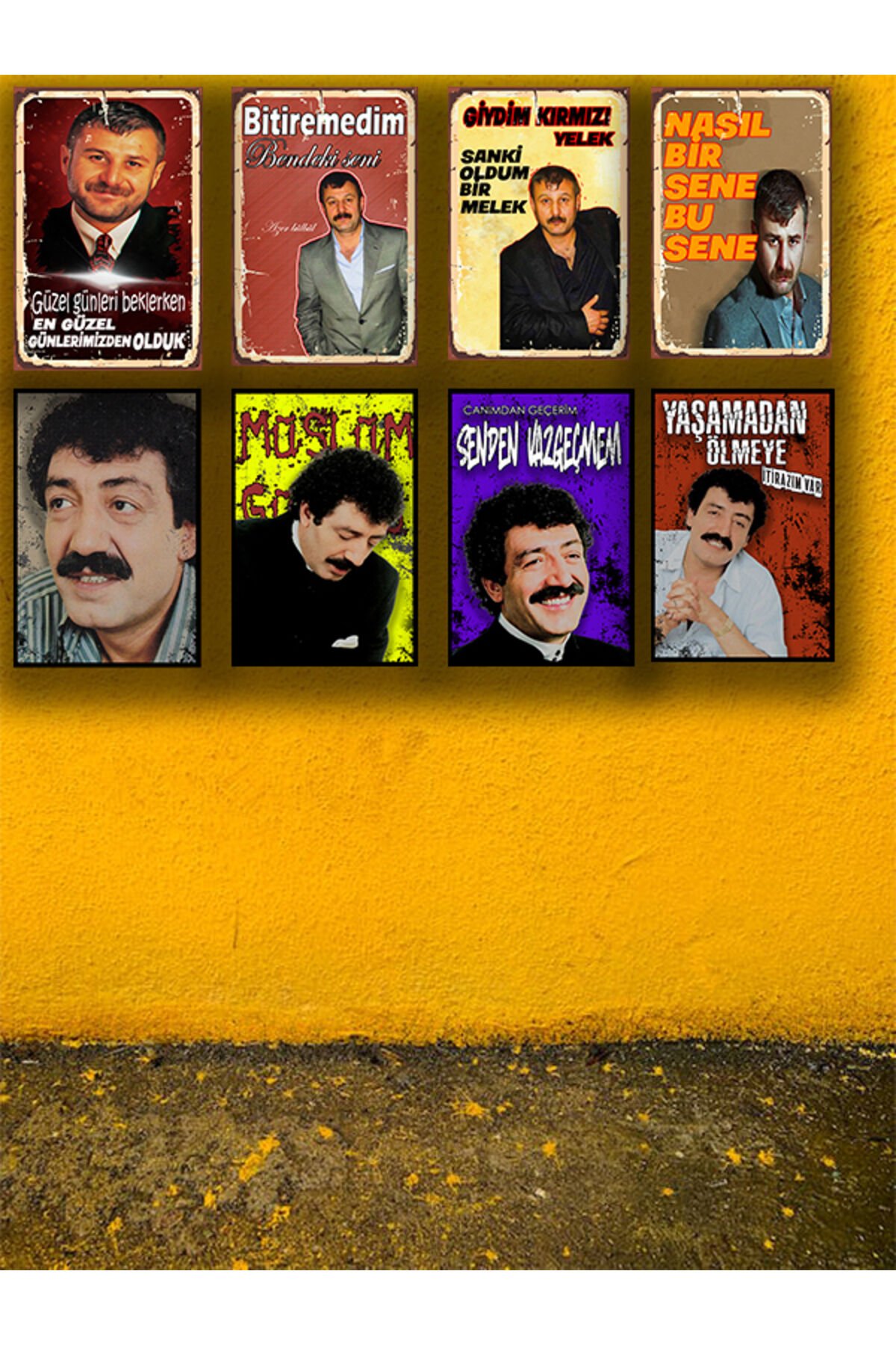 Müslüm Gürses Azer Bülbül Seti 8 Adet 20x30 Cm Retro Ahşap Tablo