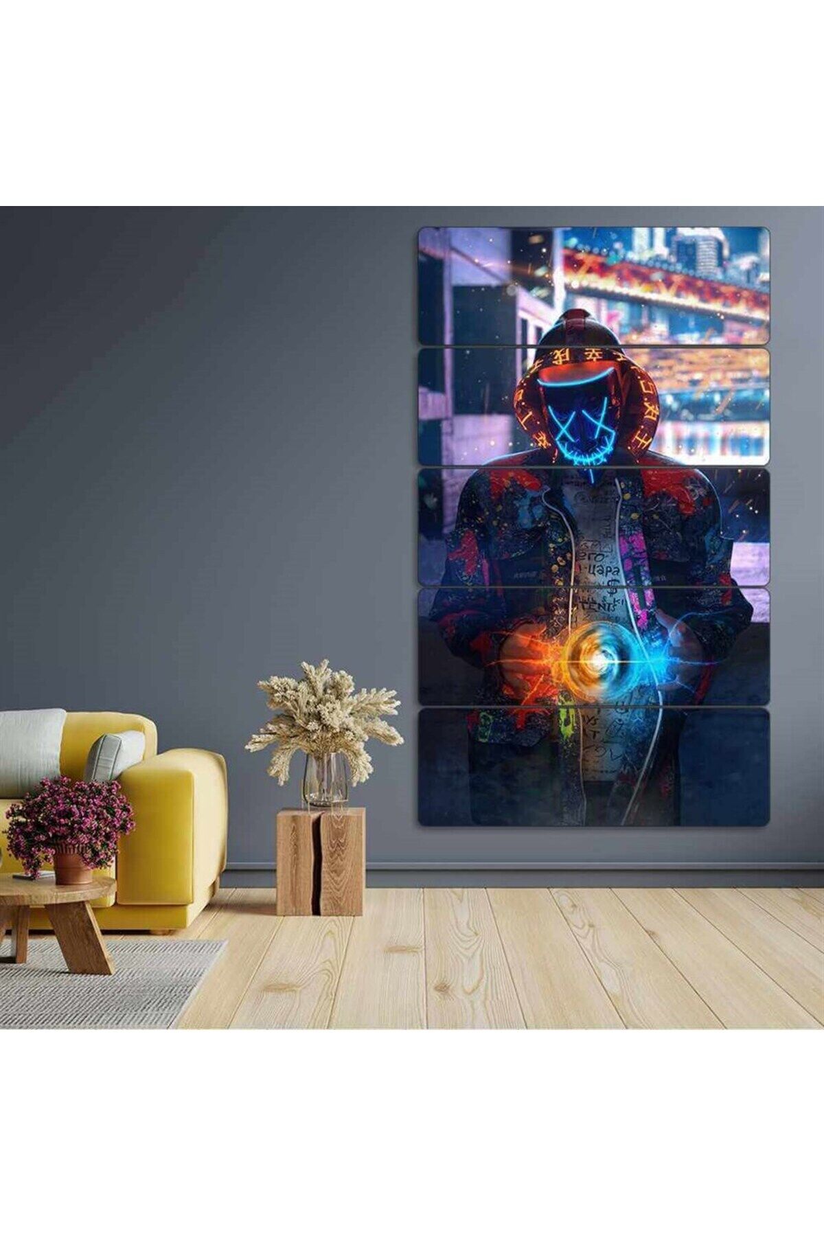 Neon Maskenin Gücü - 5 Parçalı Tablo