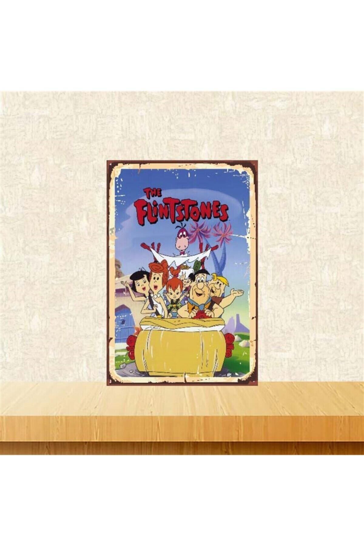 The Flintstones Tasarımlı Retro Ahşap Poster 20 30 cm