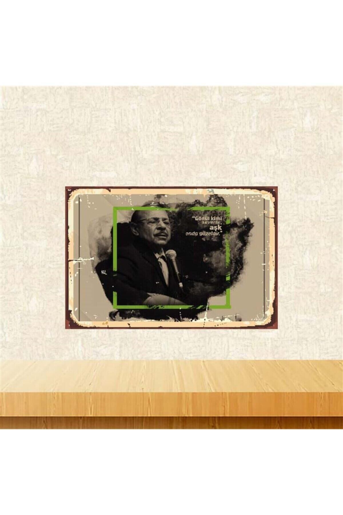 Aşk Onda Güzeldir Neşet Ertaş 20-30 cm Retro Ahşap Poster