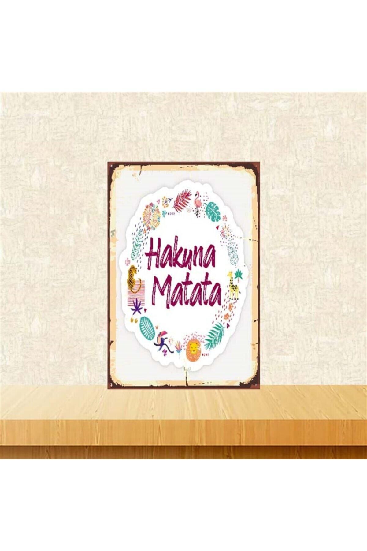 Hakuna Matata Tasarımlı Retro Ahşap Poster