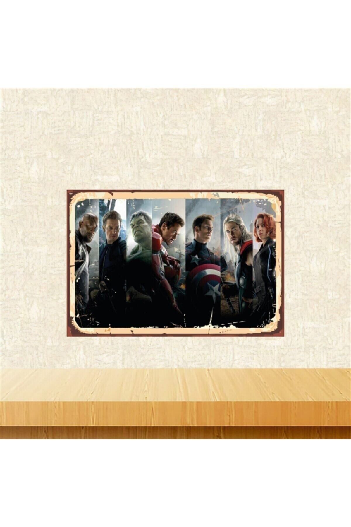 Marvel Tasarımlı 20-30 Cm Retro Ahşap Tablo Tkfx5712