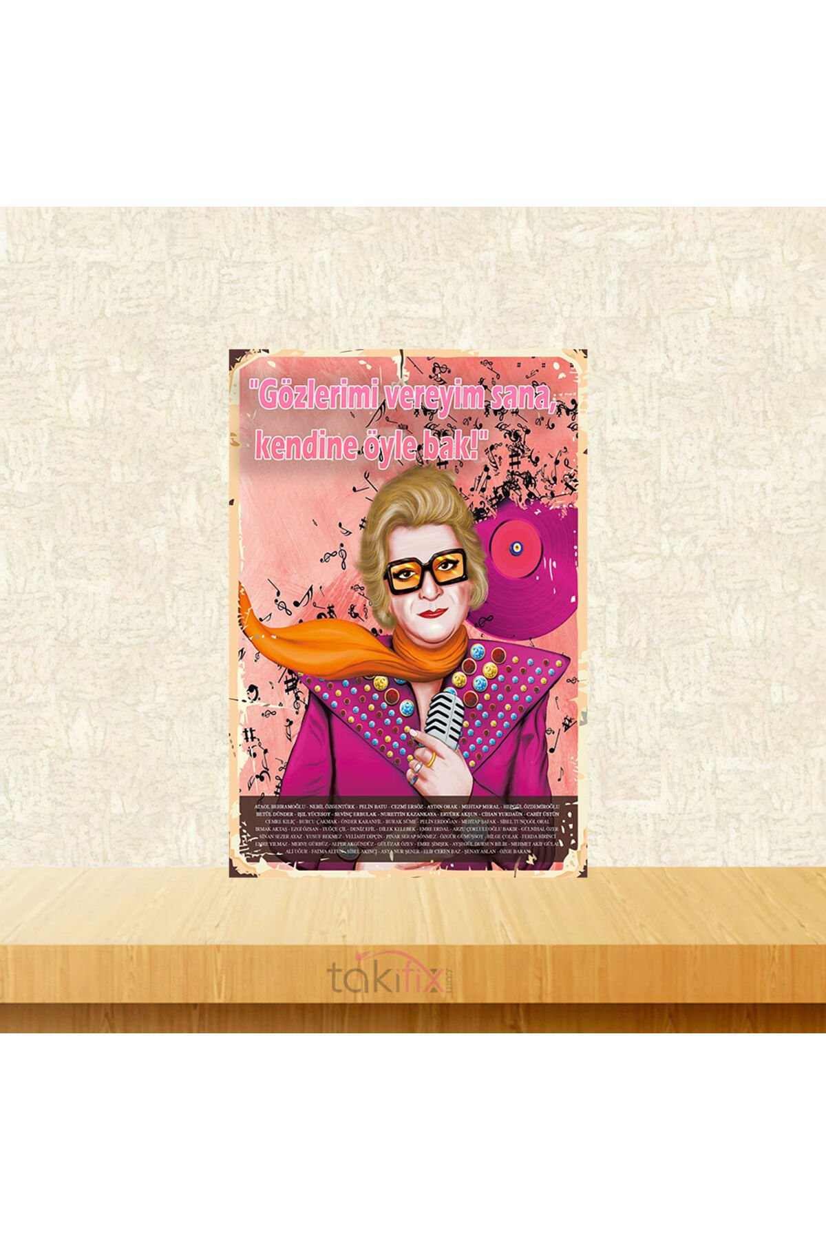 Zeki Müren Gözlerimi Vereyim Sana Kendine Öyle Bak 20x30 Cm Retro Ahşap Tablo