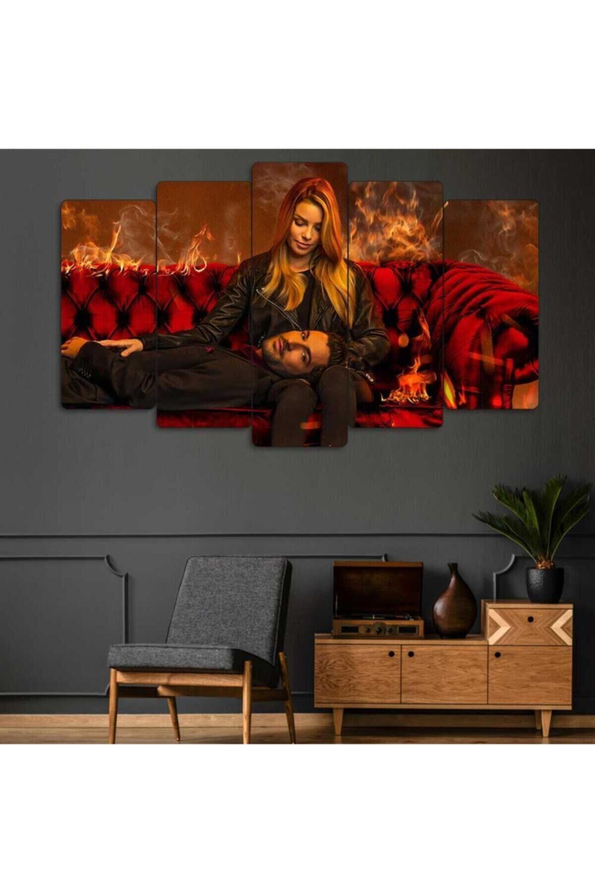 Lucifer Tom Ellis 5 Parçalı Tablo