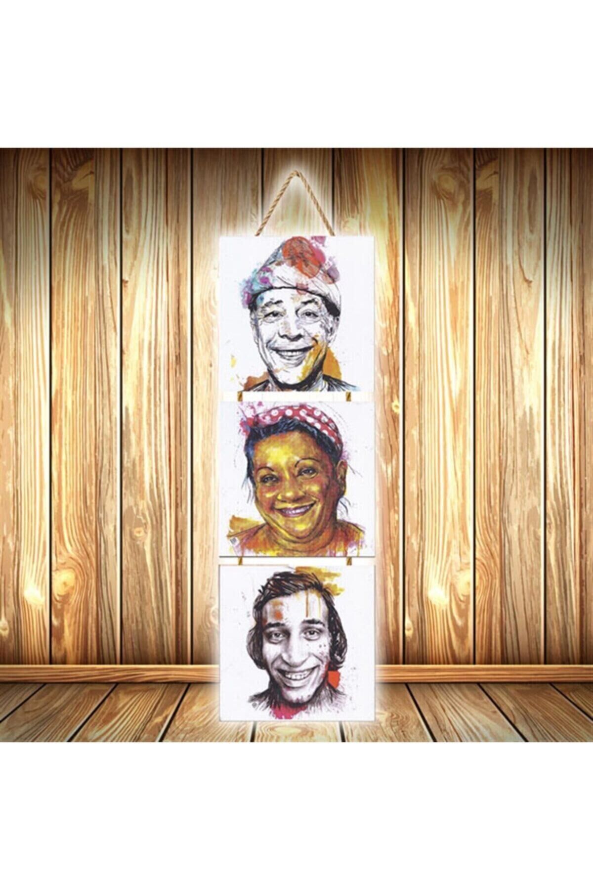 Ustalar Tasarımlı Üçlü Retro Ahşap Poster Ü568