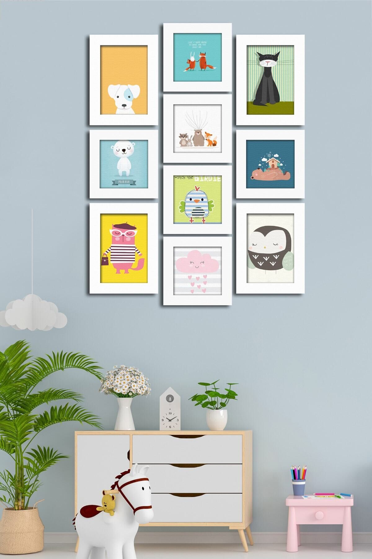 10 Parçalı Çerçeve Görünümlü Mdf Tablo Seti Flm034