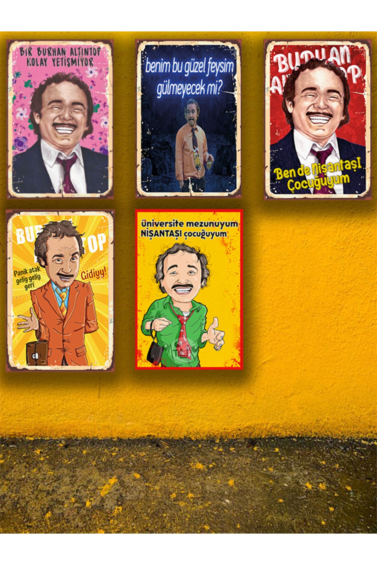 Burhan Altıntop Seti 5 Adet 20x30 Cm Retro Ahşap Tablo