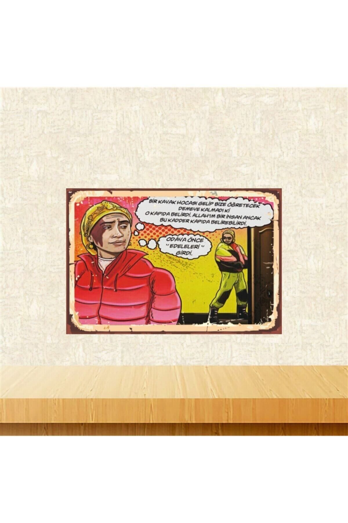 Kırmızı Bir Demet Tiyatro Lütfiye Tasarımlı Retro Ahşap Tablo Tkfx5442