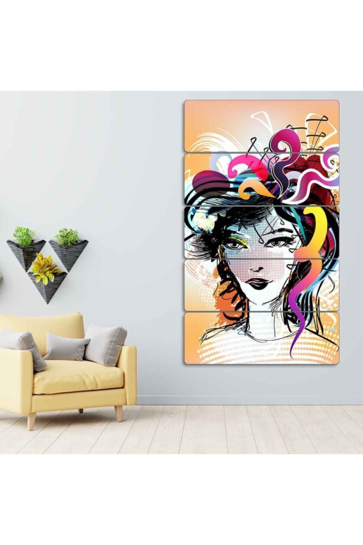 Renkli Kadın - 5 Parçalı Tablo