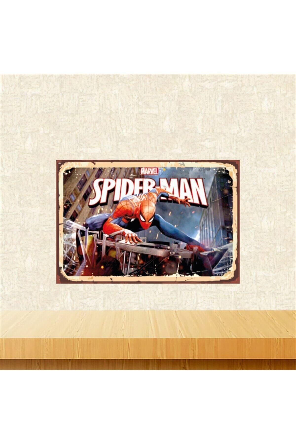 Marvel Spider Man Tasarımlı 20-30 Cm Retro Ahşap Tablo Tkfx5711
