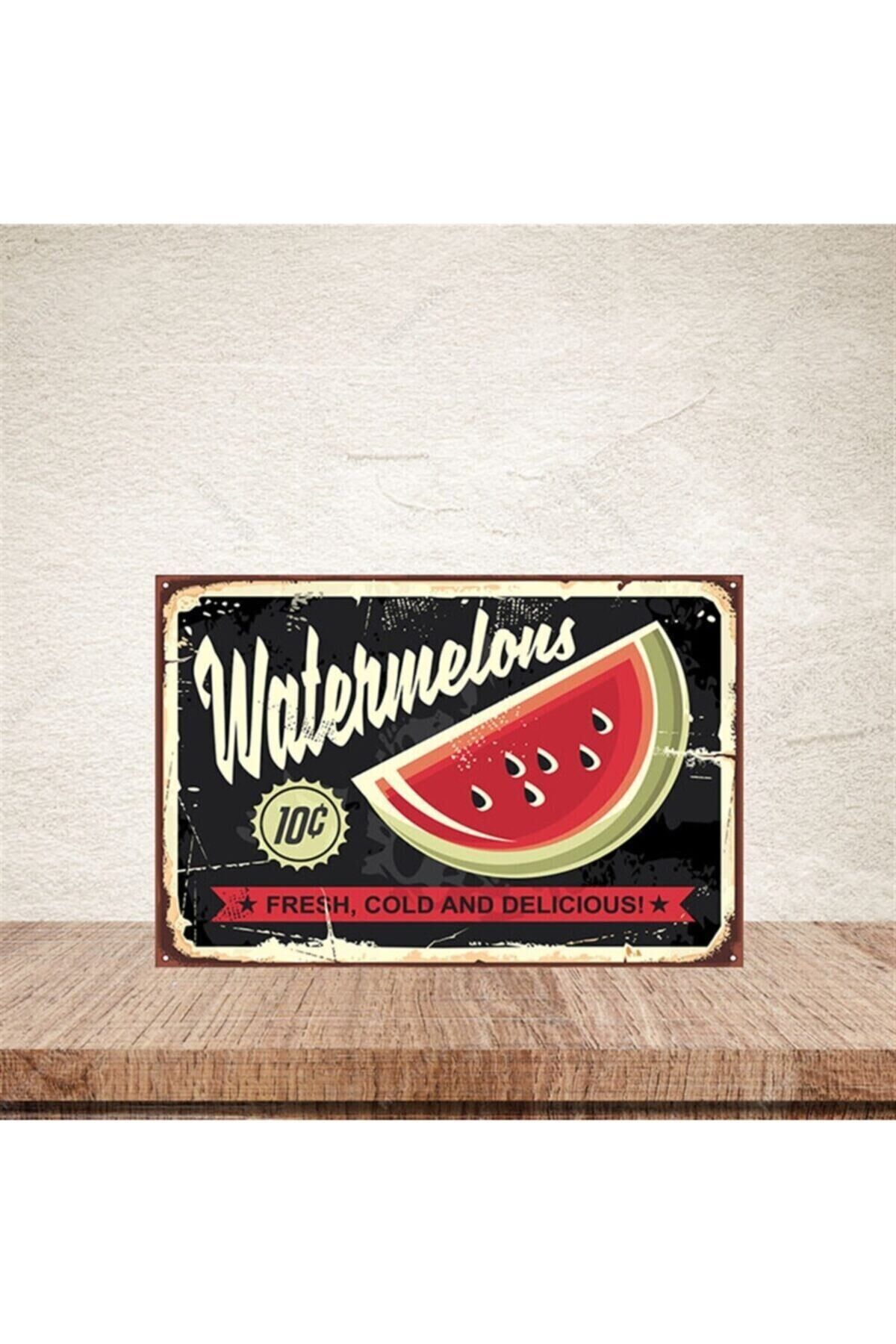 Watermelons 20-30 Cm Retro Ahşap Poster