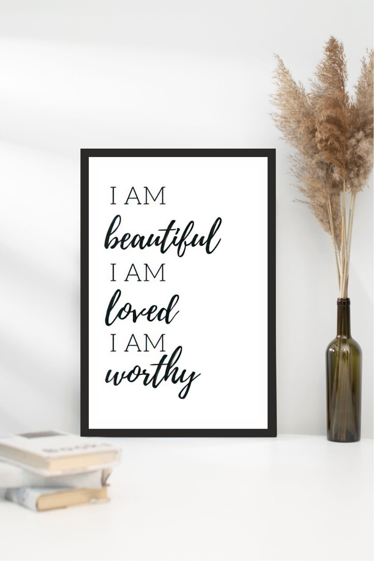 motto yazılı çerçeve görünümlü mdf tablo