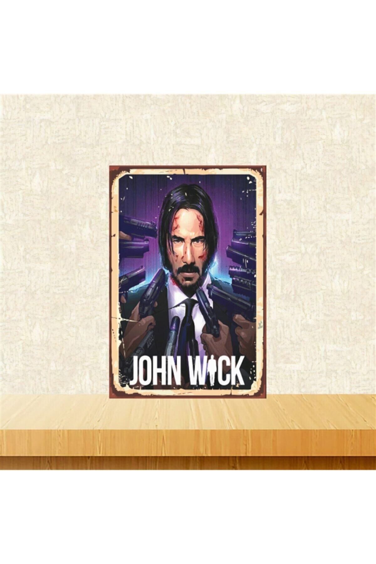 John Wick Tasarımlı 20-30 cm Retro Ahşap Tablo Tkfx5856