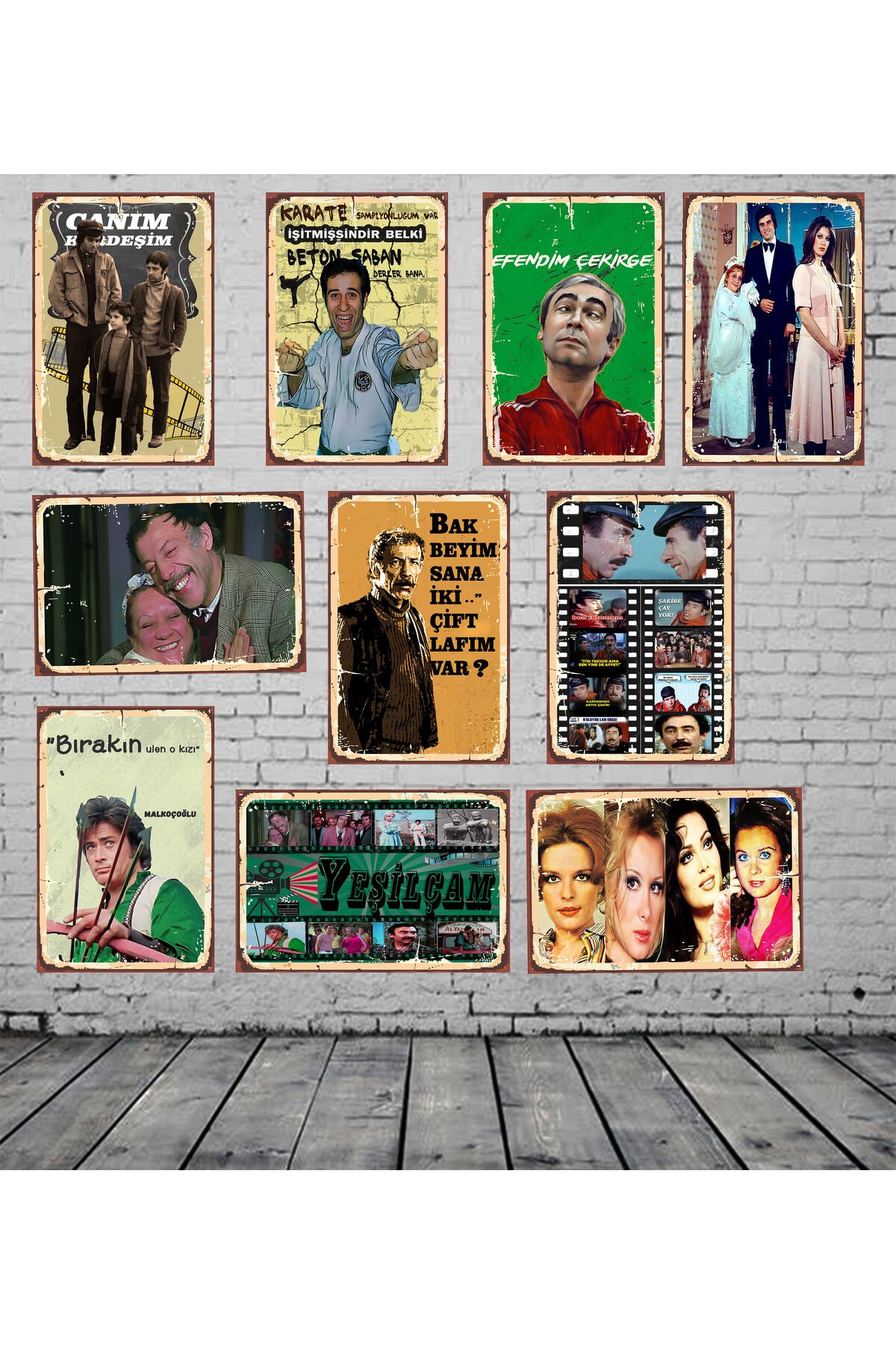 Yeşilçam Klasikleri Serisi Temalı 10 Adet Her Biri 20 x 30 CM MDF Duvar Tablosu