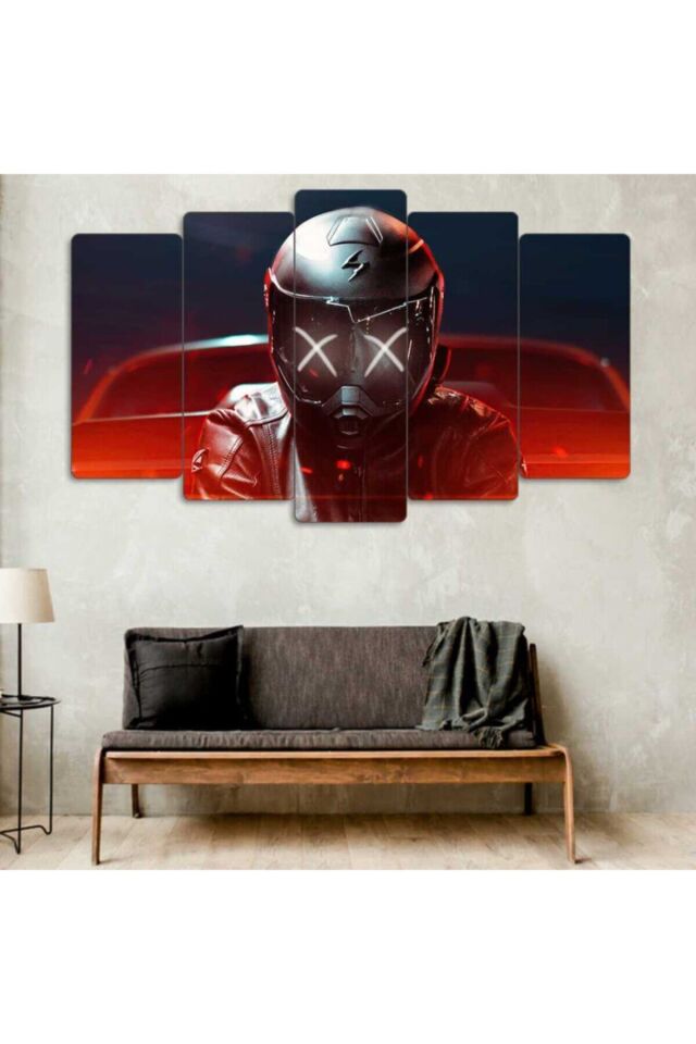 Motorcu - 5 Parçalı Tablo