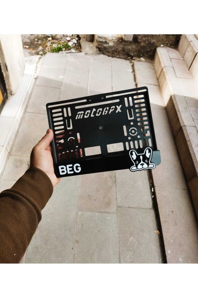 Motorsiklet Plakalık French Bulldog Lazer Kesim Pleksi | motor plakalık Uyumlu