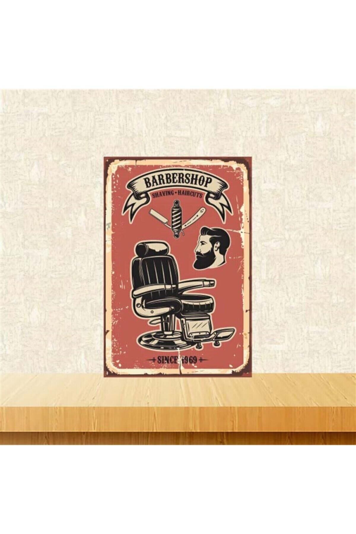 Barber Shop 20-30 Cm Retro Ahşap Poster Tkfx4238