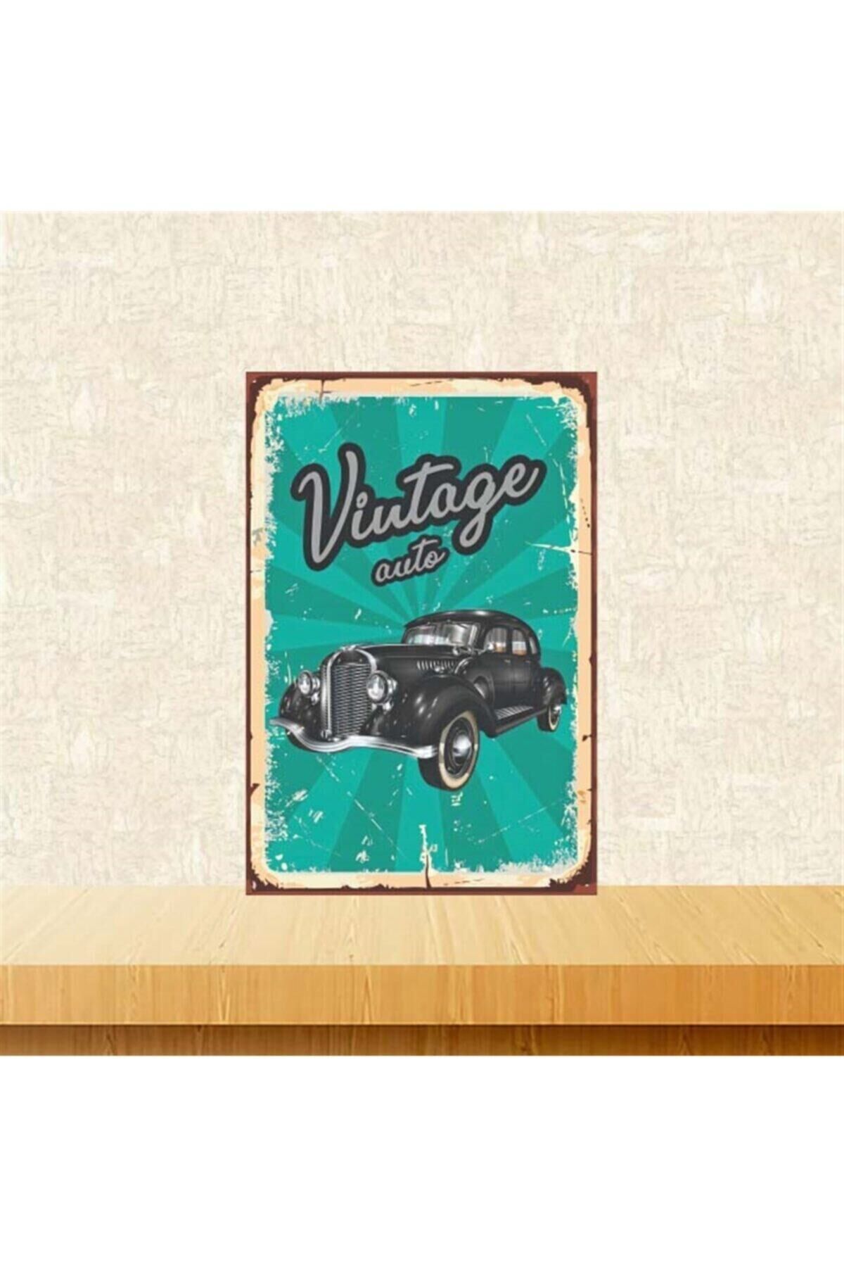 Vintage Auto Retro Ahşap Poster 20x30 cm