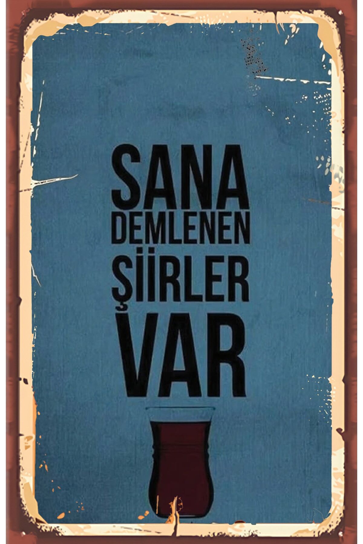 Çay Ve Kahve Temalı Retro Ahşap Poster