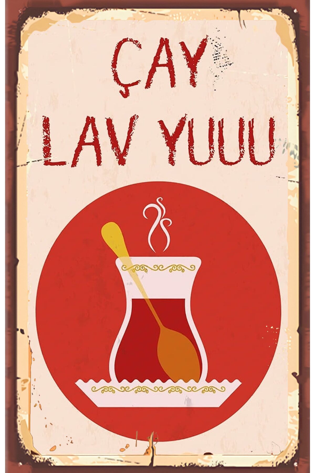 Çay Ve Kahve Temalı Retro Ahşap Poster