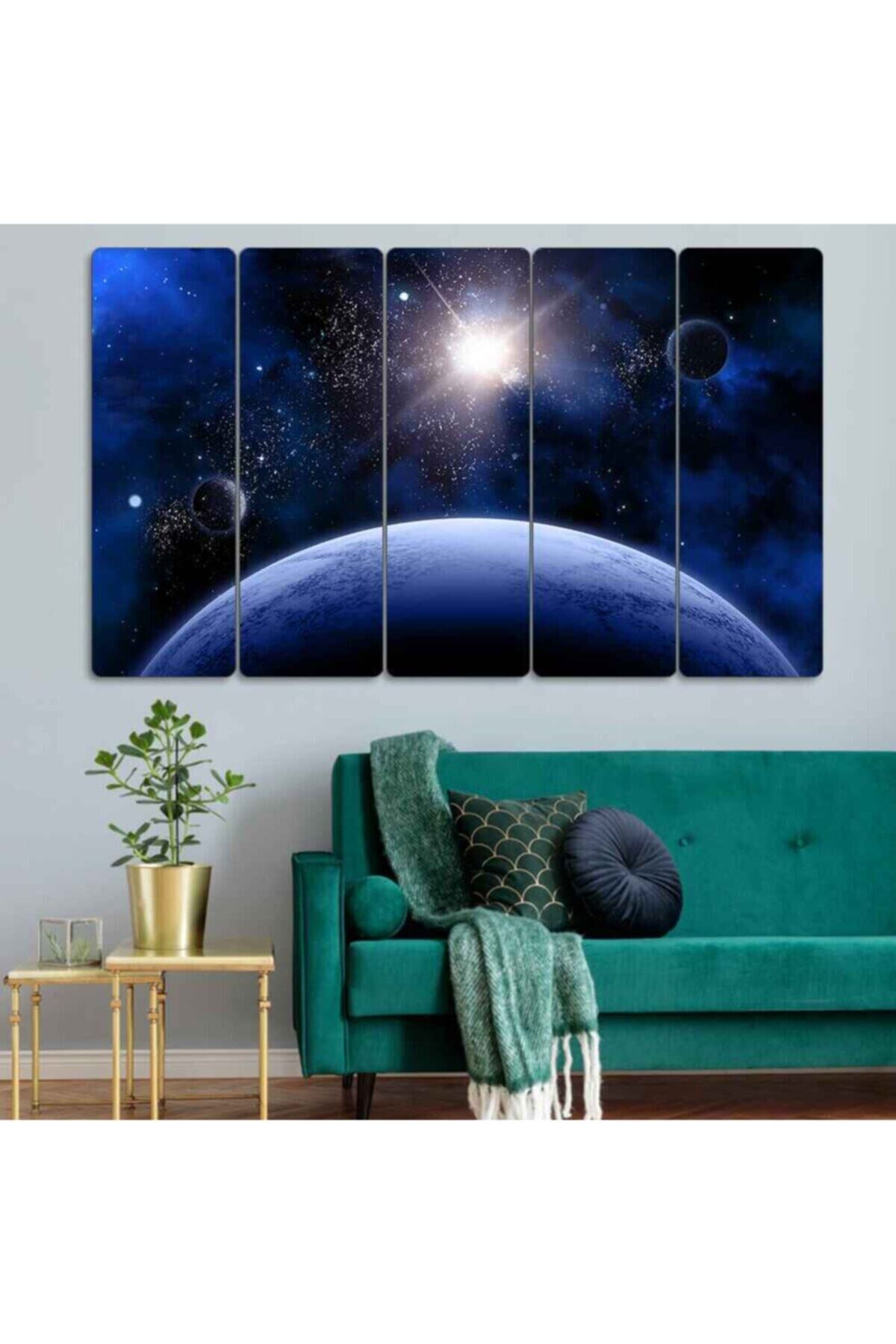Uzay, Gezegen - 5 Parçalı Tablo
