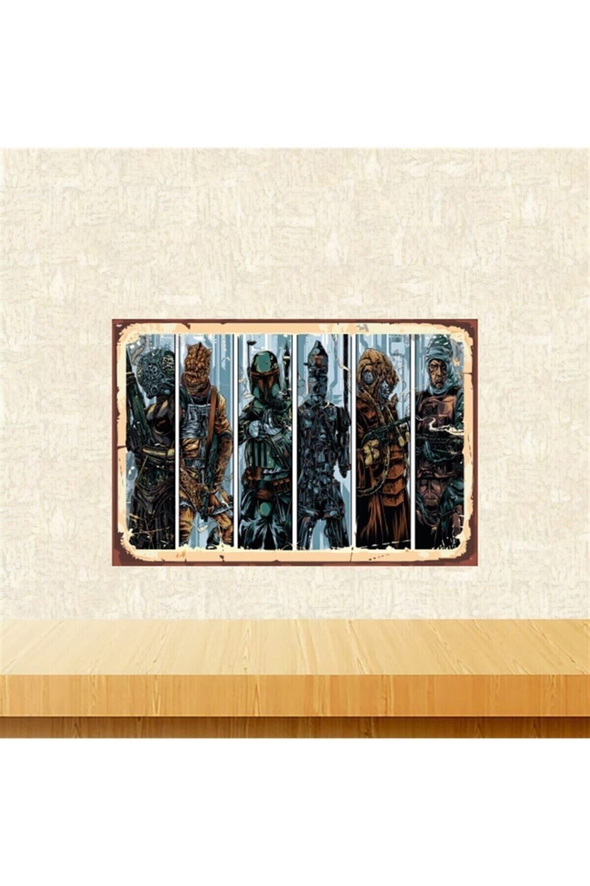 Star Wars Tasarımlı 20-30 Cm Retro Ahşap Tablo Tkfx5695