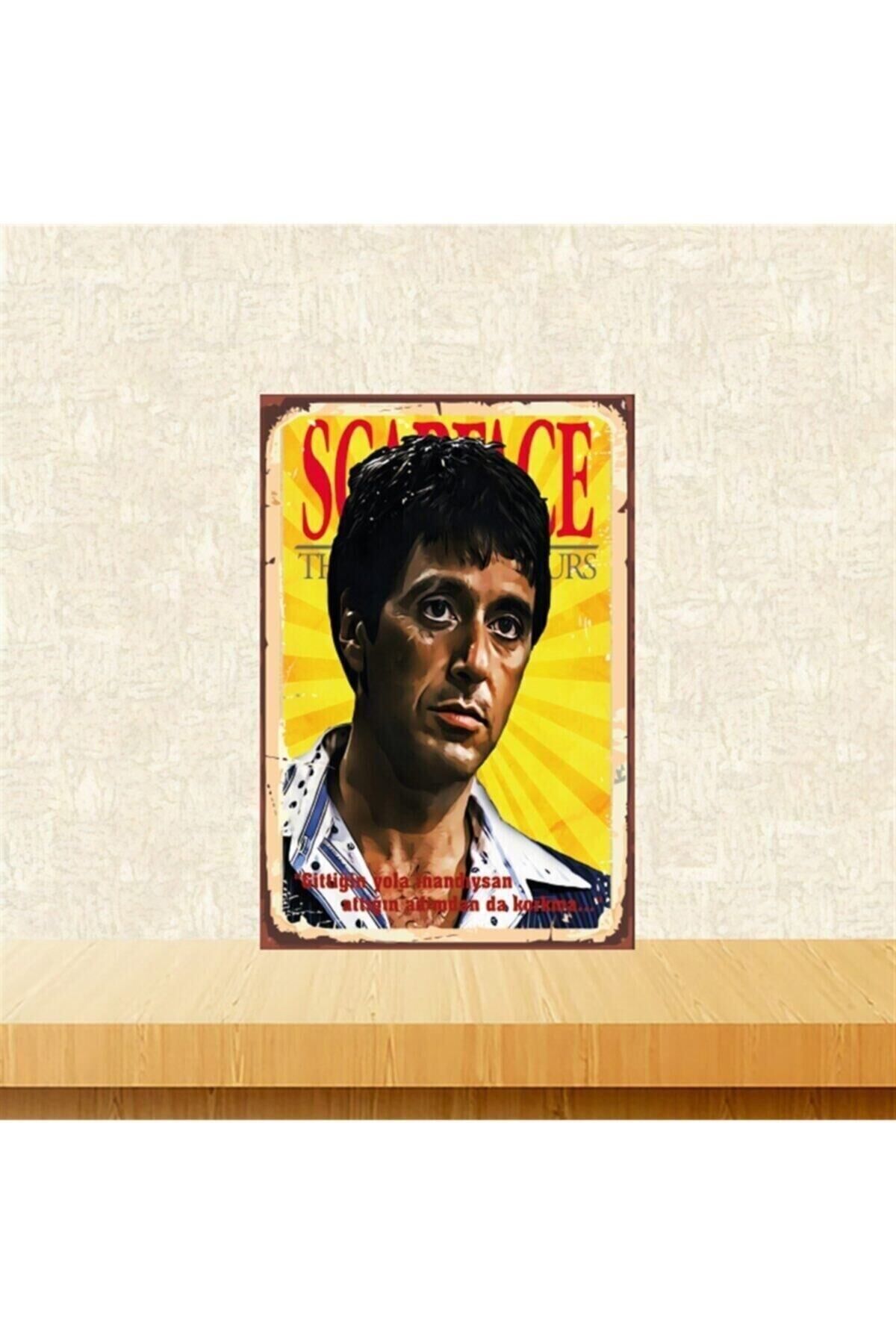 Scarface Gittiğin Yola Inandıysan Retro Ahşap Tablo Tkfx5841 20-30 Cm