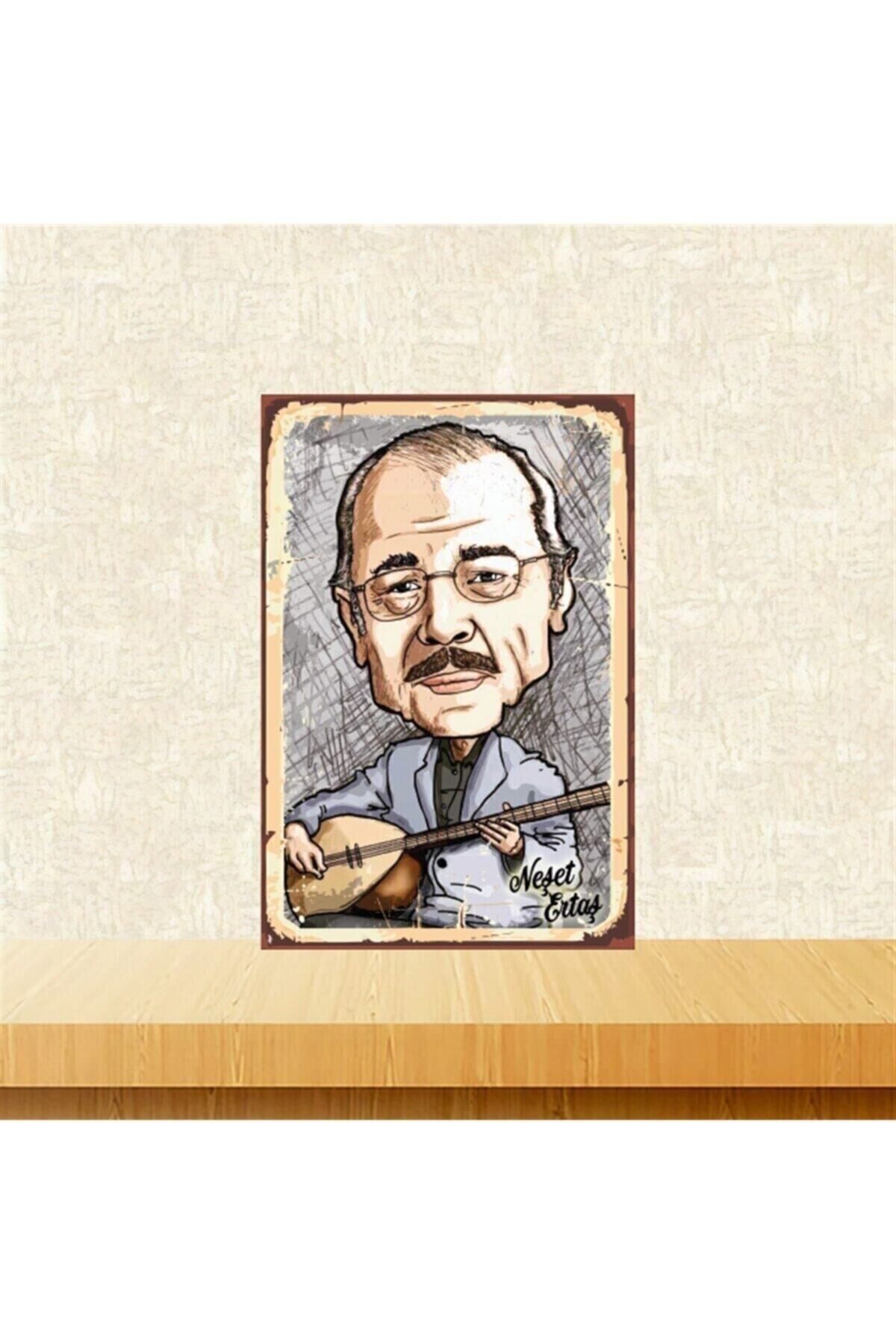 Neşet Ertaş Tasarımlı 20-30 Cm Retro Ahşap Tablo Tkfx4703