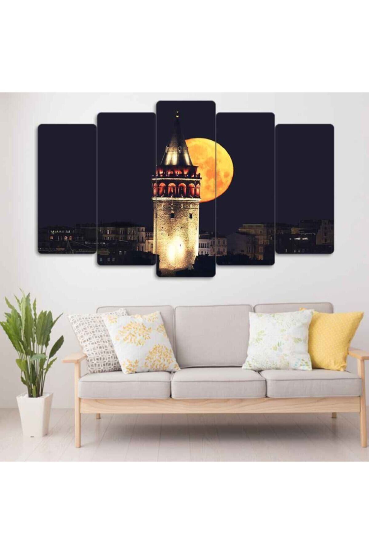 Galata Kulesi Istanbul 5 Parçalı Tablo