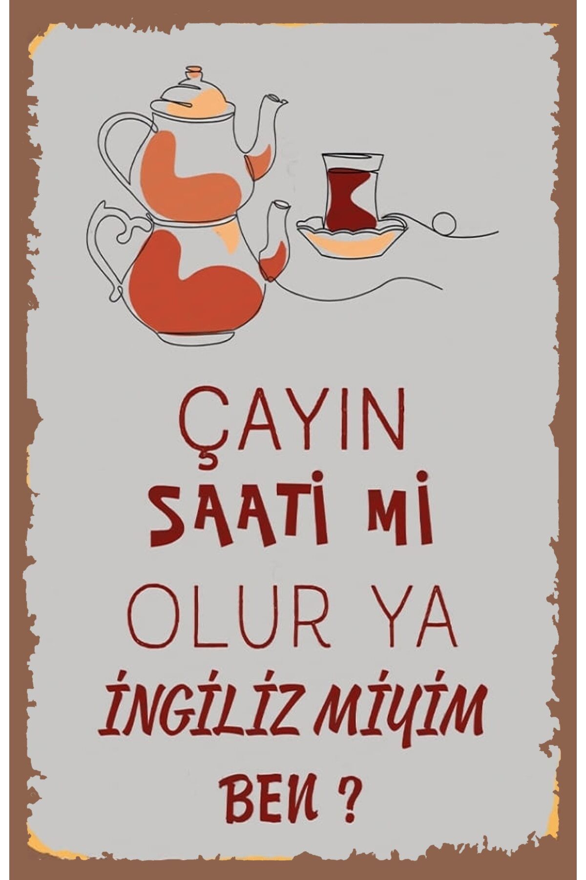 Çay Ve Kahve Temalı Retro Ahşap Poster