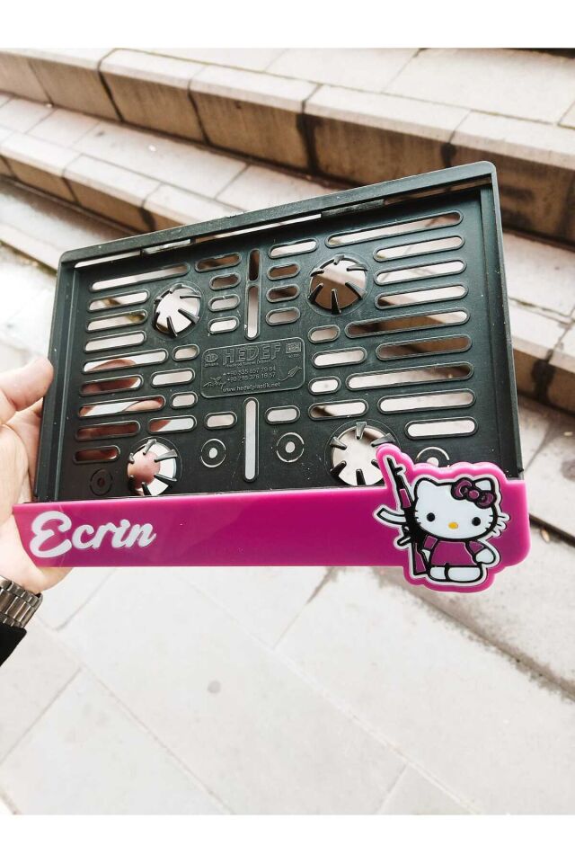 Motorsiklet Plakalık Lazer Kesim Pleksi Keleşli HELLO KİTY lmotor plakalık|kişiye özel plakalık