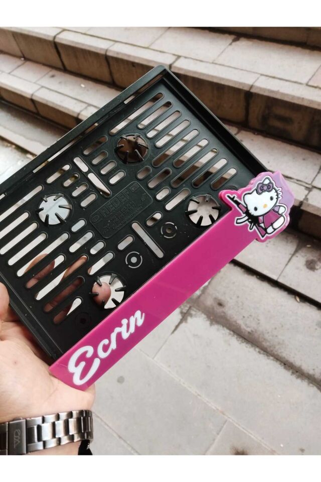 Motorsiklet Plakalık Lazer Kesim Pleksi Keleşli HELLO KİTY lmotor plakalık|kişiye özel plakalık