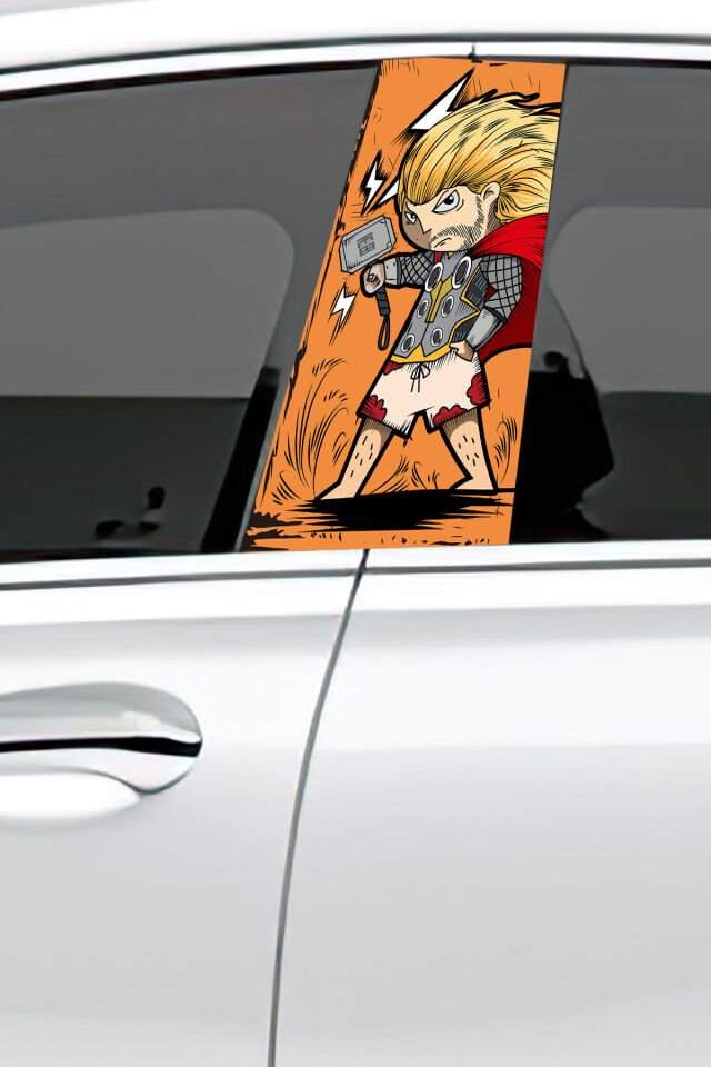 Araç Kapı Direk Kaplama Folyosu Desenli (Sağ Sol Takım) (2 Adet) - 22x50 Cm