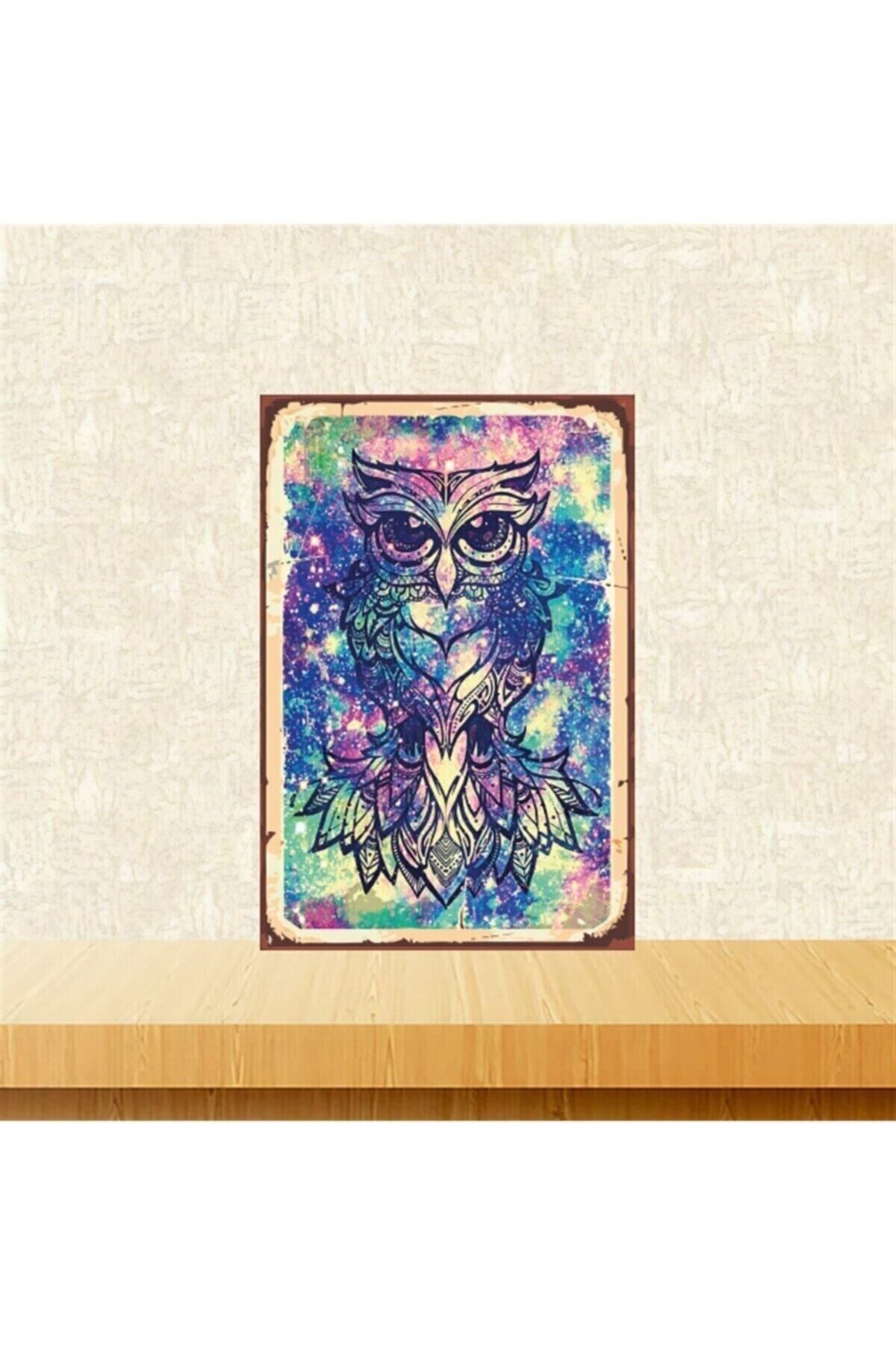 Baykuş 20-30 Cm Retro Ahşap Tablo Tkfx4793