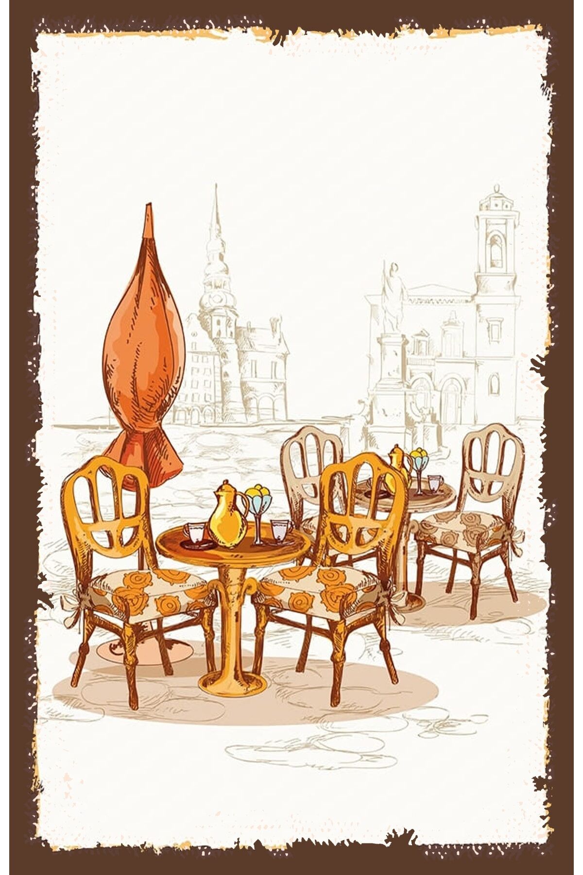 Çay Ve Kahve Temalı Retro Ahşap Poster