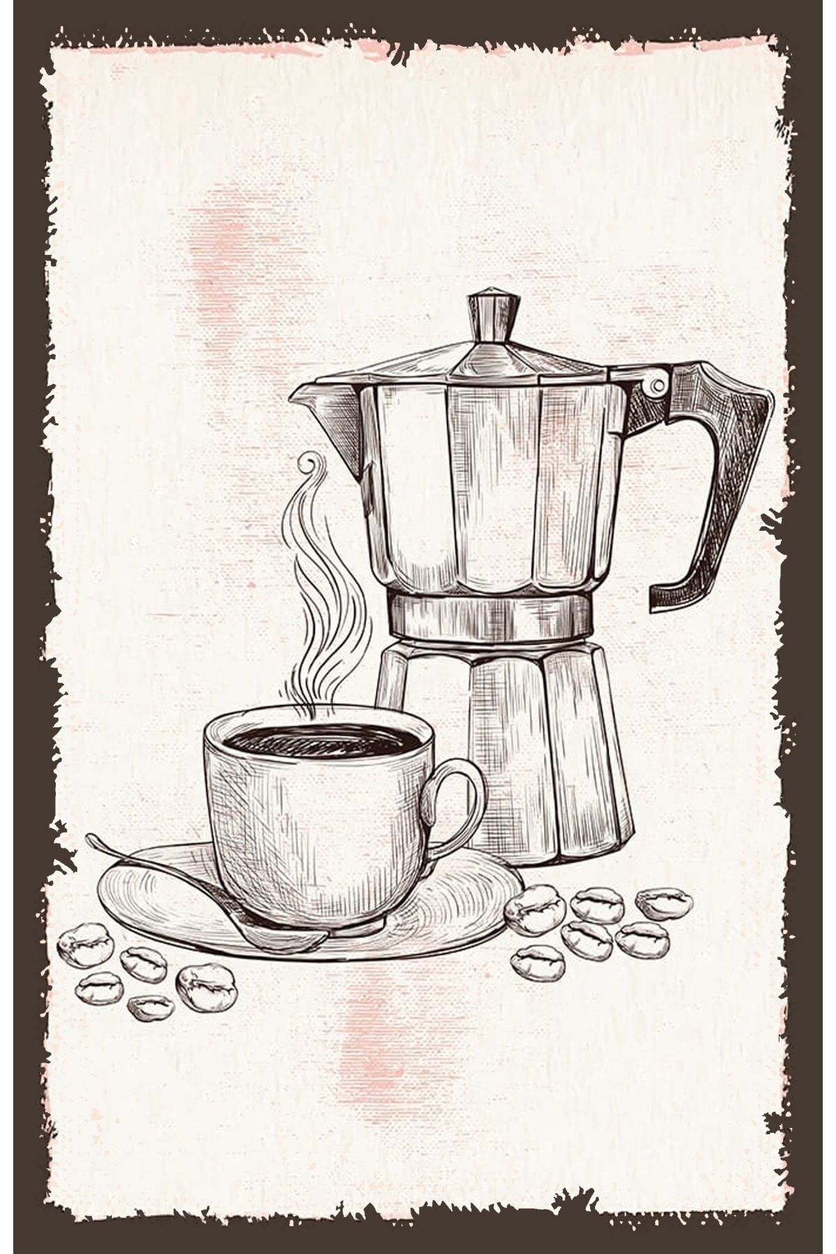 Çay Ve Kahve Temalı Retro Ahşap Poster